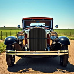 A 1931 Model A car depicted without the front grille, showcasing its vintage design with a sleek silhouette