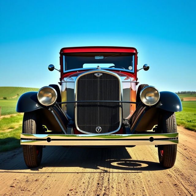 A 1931 Model A car depicted without the front grille, showcasing its vintage design with a sleek silhouette