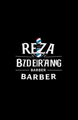 A sleek and modern logo design for a barber named Reza Biderang