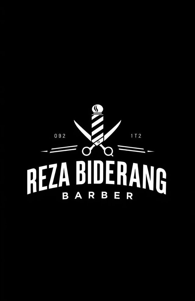 A sleek and modern logo design for a barber named Reza Biderang