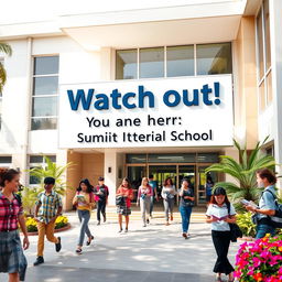 A captivating image that highlights the message 'Watch out! You are in Summit International School'