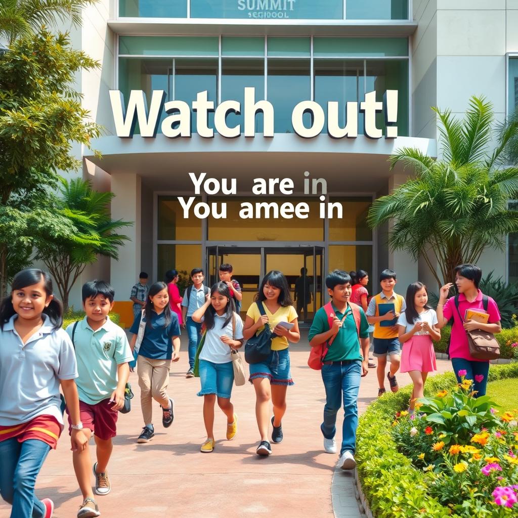 A captivating image that highlights the message 'Watch out! You are in Summit International School'