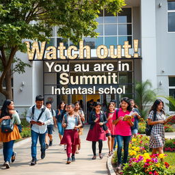 A captivating image that highlights the message 'Watch out! You are in Summit International School'