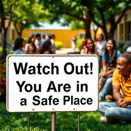 A striking image conveying the message 'Watch Out! You Are In a Safe Place'