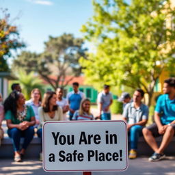 A striking image conveying the message 'Watch Out! You Are In a Safe Place'