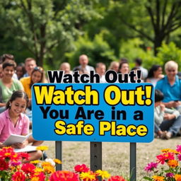 A visually striking image conveying the message 'Watch Out! You Are In a Safe Place'