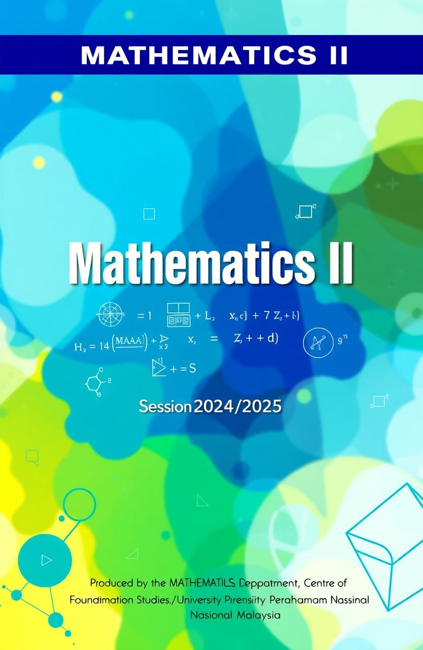 A beautifully designed cover for a mathematics textbook titled 'Mathematics II', specifically for the academic session 2024/2025