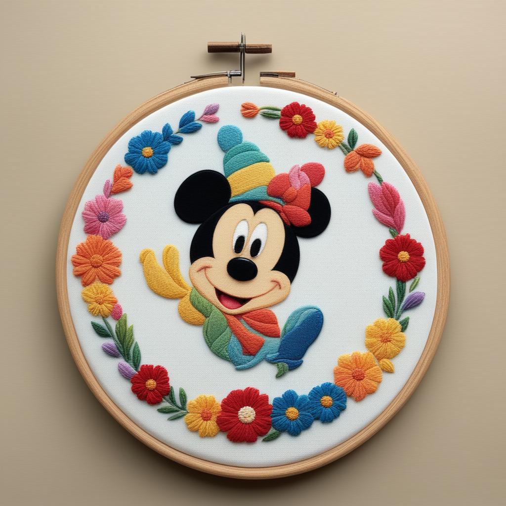 A different Disney character is brought to life in this high-quality embroidery on a traditional wooden hoop