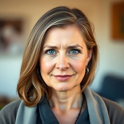 A 38-year-old woman with light skin and a natural style, featuring minimal makeup