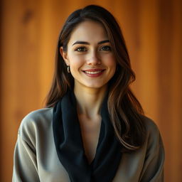 A 35-year-old woman with light skin, embodying a natural style and minimal makeup