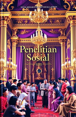 A luxurious royal themed book cover, featuring a grand palace interior adorned with intricate gold and deep purple decorations