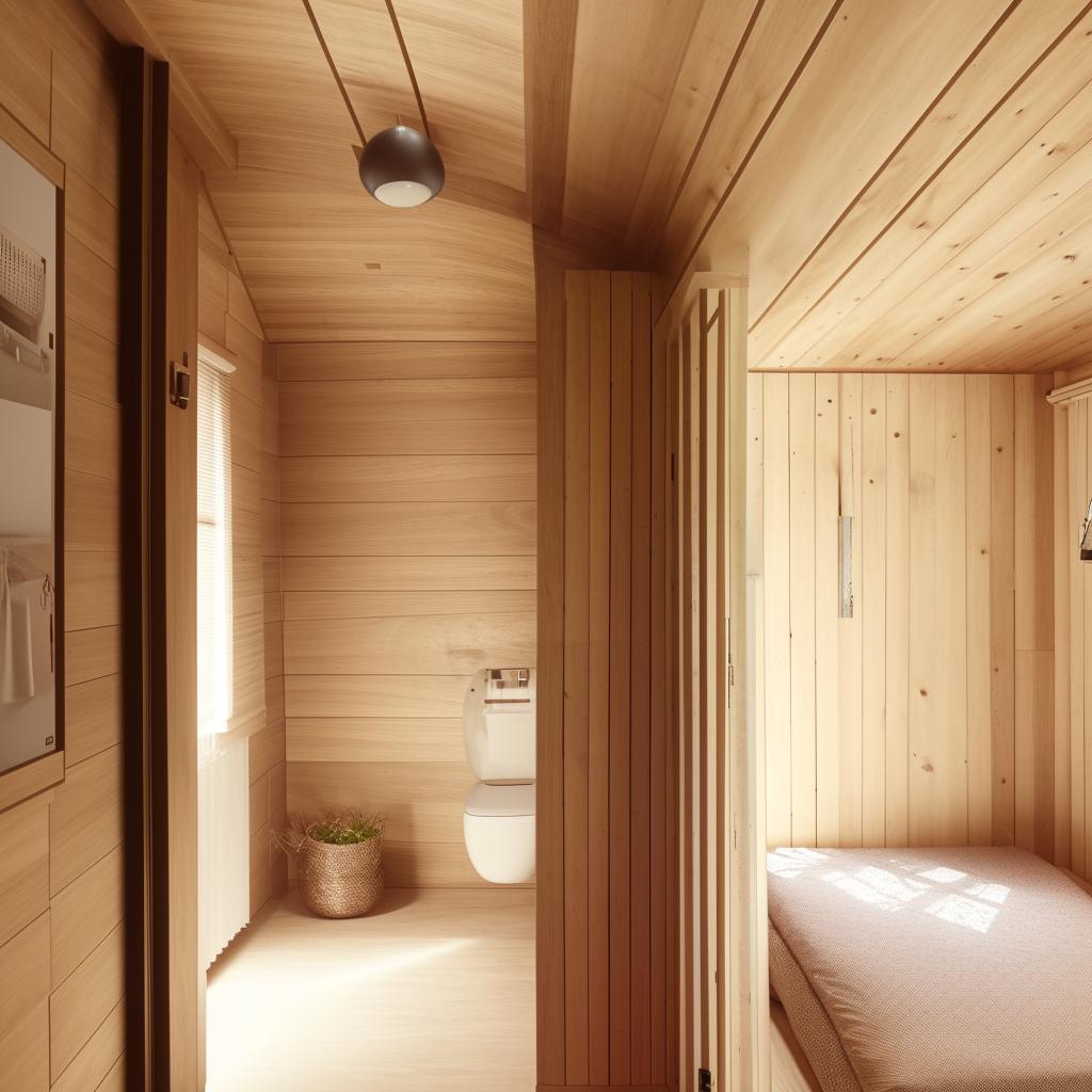 Design the interior of a compact 4x6 feet guest house, optimizing space usage and ensuring comfort and aesthetics.