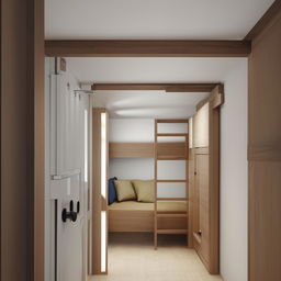 Design the interior of a compact 4x6 feet guest house, optimizing space usage and ensuring comfort and aesthetics.