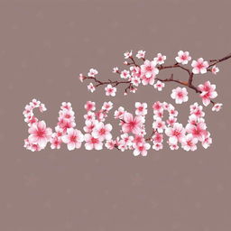 The word "SAKURA" designed with a beautiful sakura flower texture, seamlessly integrated with a branch that mimics the natural flow of cherry blossom trees