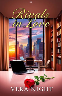 The book cover for 'Rivals in Love' by Vera Night, featuring an elegant and modern office view from a large window