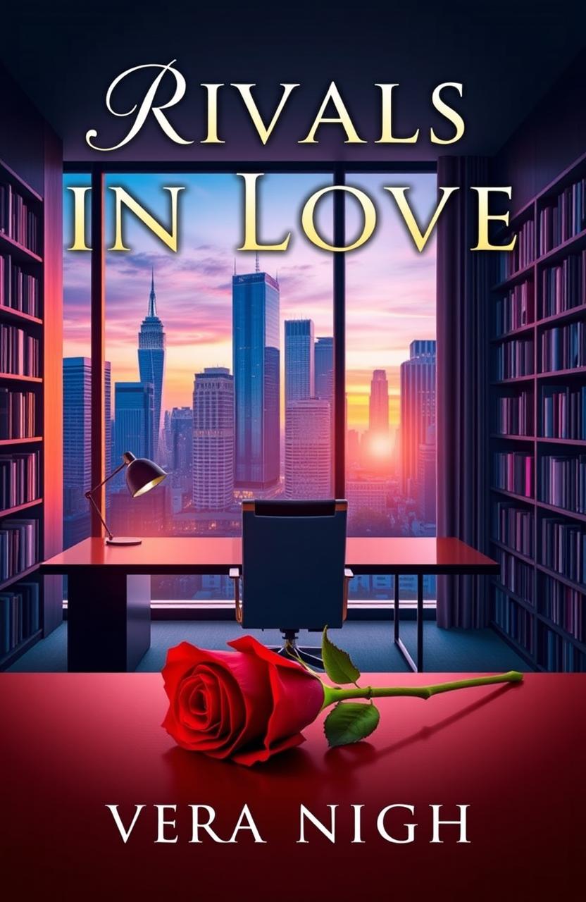 The book cover for 'Rivals in Love' by Vera Night, featuring an elegant and modern office view from a large window