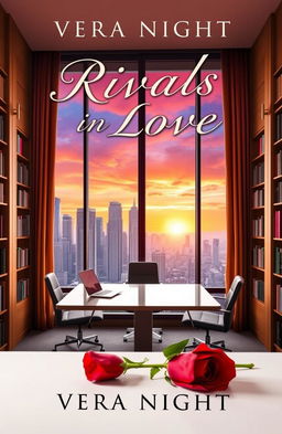 The book cover for 'Rivals in Love' by Vera Night, featuring an elegant and modern office view from a large window