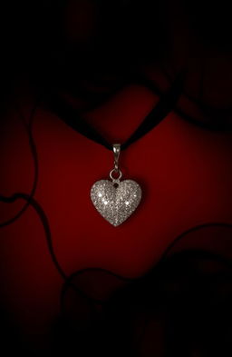 A dark and sensual composition featuring a rich, deep red background accented with wisps of black that create a moody atmosphere