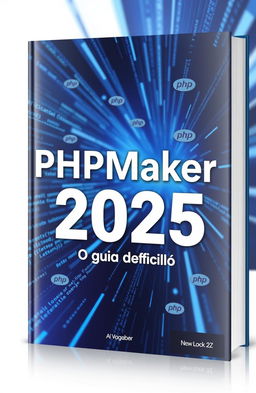 A book cover design for 'PHPMaker 2025: O guia definitivo'