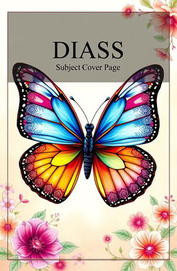 A beautifully designed cover page for a DIASS (Diploma in International Advanced Studies) subject featuring a large, intricate butterfly illustration as the central motif