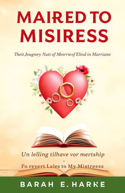 A self-help book cover titled 'Married to My Mistress: Finding Love in Engagement' featuring a unique design of a backwards heart symbolizing the concept of reverse thinking in relationships