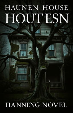 A hauntingly beautiful old house, two stories tall, shrouded in shadows and mystery