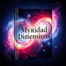 A stunning book cover design featuring an ethereal collision of galaxies, with magnificent vibrant colors and swirling stars creating a cosmic spectacle