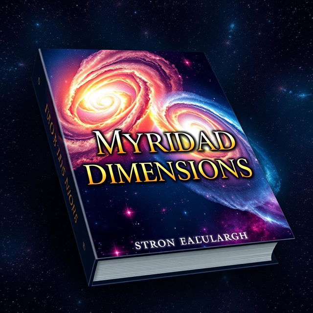 A stunning book cover design featuring an ethereal collision of galaxies, with magnificent vibrant colors and swirling stars creating a cosmic spectacle