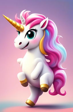 A high-quality digital art image of a cartoonish unicorn emoji