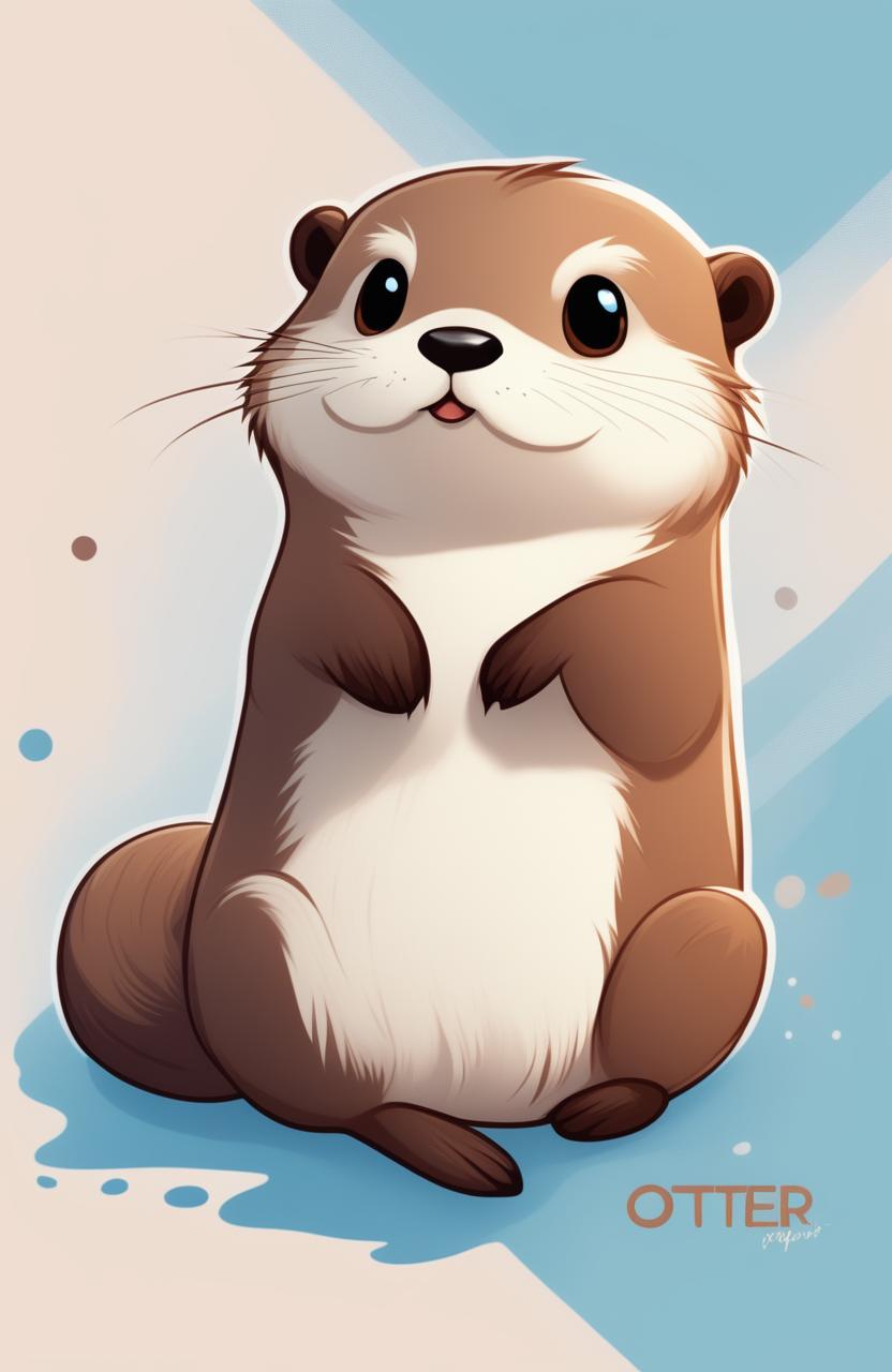 A high-quality digital art image featuring a cartoon-style otter