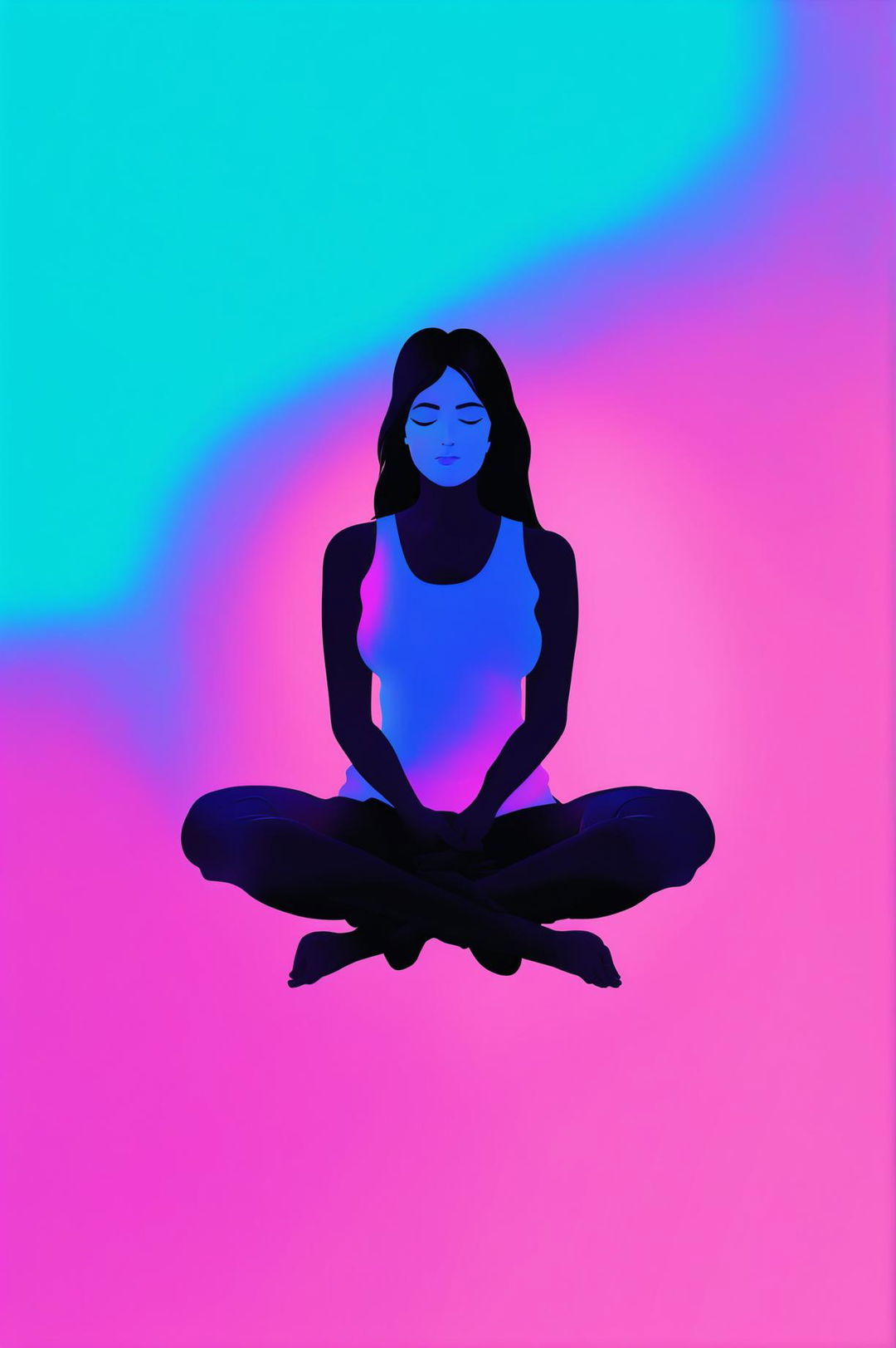 This is a high-resolution digital art image of the 'woman in lotus position' emoji