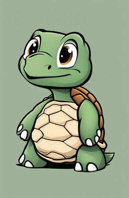 This is a high-quality digital art image of a friendly, cartoon-style turtle, depicted in a side view