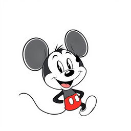 A whimsical illustration featuring a happy Mickey Mouse, rendered in a unique combination of cartoonism and photorealism