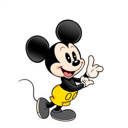A whimsical illustration featuring a happy Mickey Mouse, rendered in a unique combination of cartoonism and photorealism