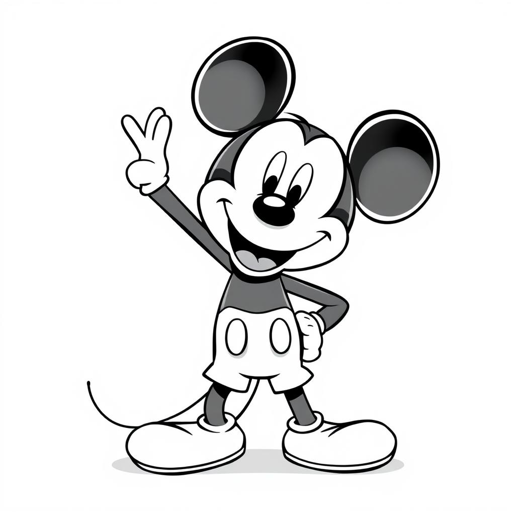 A whimsical illustration featuring a happy Mickey Mouse, rendered in a unique combination of cartoonism and photorealism