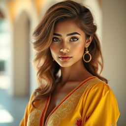 A beautiful and attractive young woman dressed in a stunning blouse and traditional saya