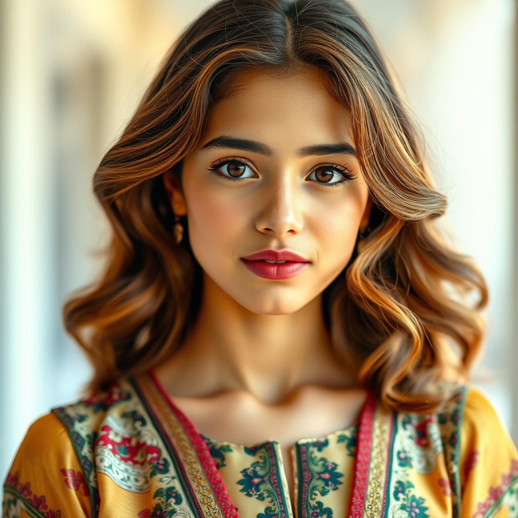 A beautiful and attractive young woman dressed in a stunning blouse and traditional saya