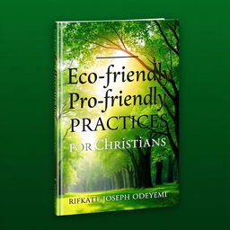 A visually appealing book cover for a title "Eco-friendly Practices for Christians" by Rifkatu Joseph Odeyemi