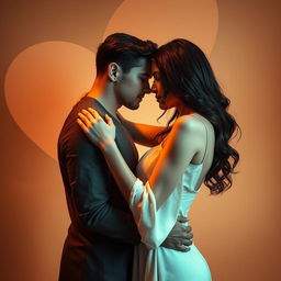 A sensual artistic representation of intimacy, featuring a couple intertwined in a passionate embrace