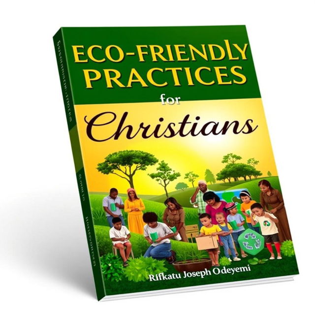 A visually striking book cover for 'Eco-friendly Practices for Christians' by Rifkatu Joseph Odeyemi