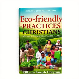 A visually striking book cover for 'Eco-friendly Practices for Christians' by Rifkatu Joseph Odeyemi