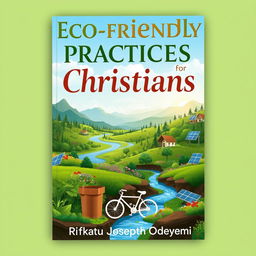 A captivating book cover for 'Eco-friendly Practices for Christians' by Rifkatu Joseph Odeyemi