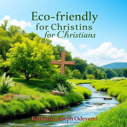A serene and beautiful book cover design for 'Eco-friendly Practices for Christians' by Rifkatu Joseph Odeyemi