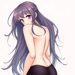 A beautifully illustrated anime girl, standing in a sultry pose, showcasing her captivating features and sensual allure