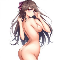 A beautifully illustrated anime girl, standing in a sultry pose, showcasing her captivating features and sensual allure