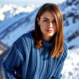 A 40-year-old Italian woman, tall with straight chestnut brown hair slightly layered
