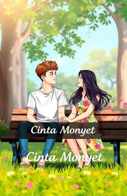 A high school scene depicting a boy and a girl happily in love, showcasing a youthful and innocent romance