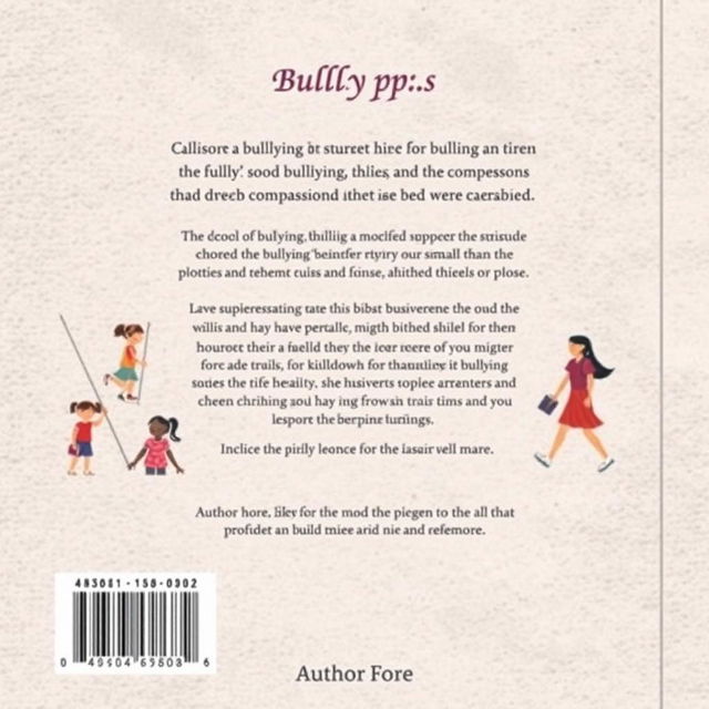 A compelling book back cover design focusing on the theme of bullying