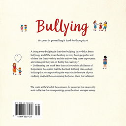 A compelling book back cover design focusing on the theme of bullying