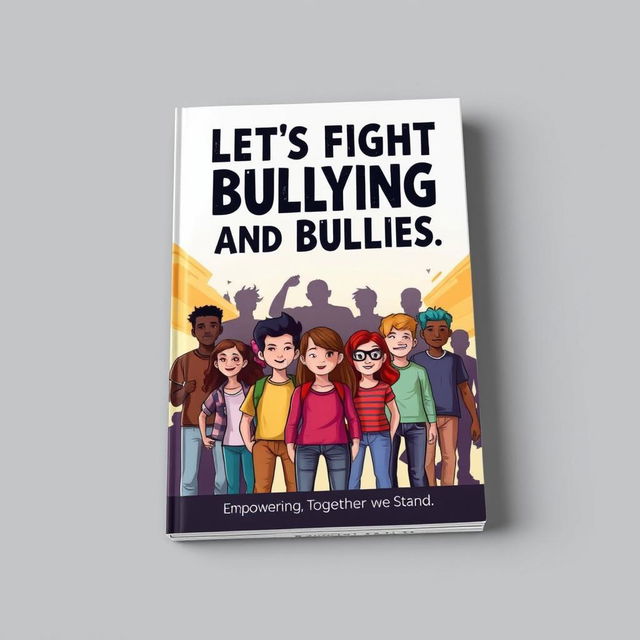 A dynamic and motivational book cover design centered around the theme 'Let's Fight Bullying and Bullies'